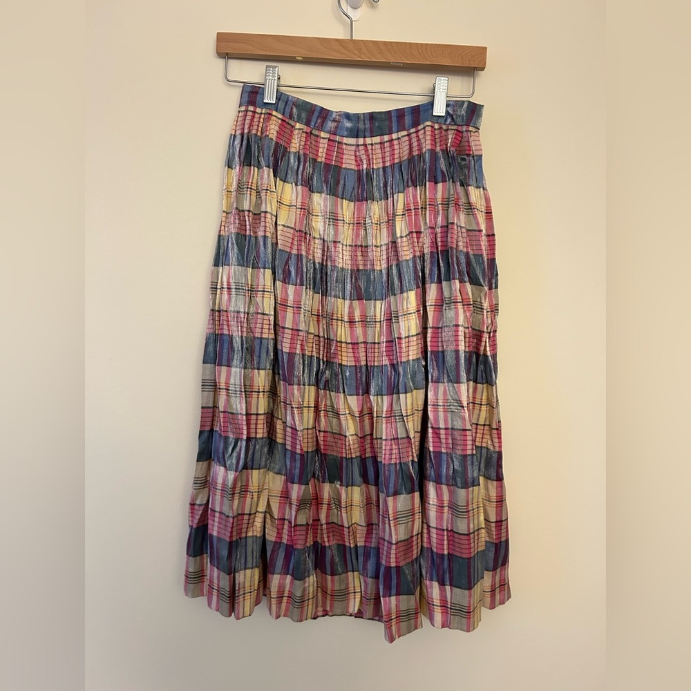 J. Crew Pleated Shimmering Plaid
Midi Skirt Size 4